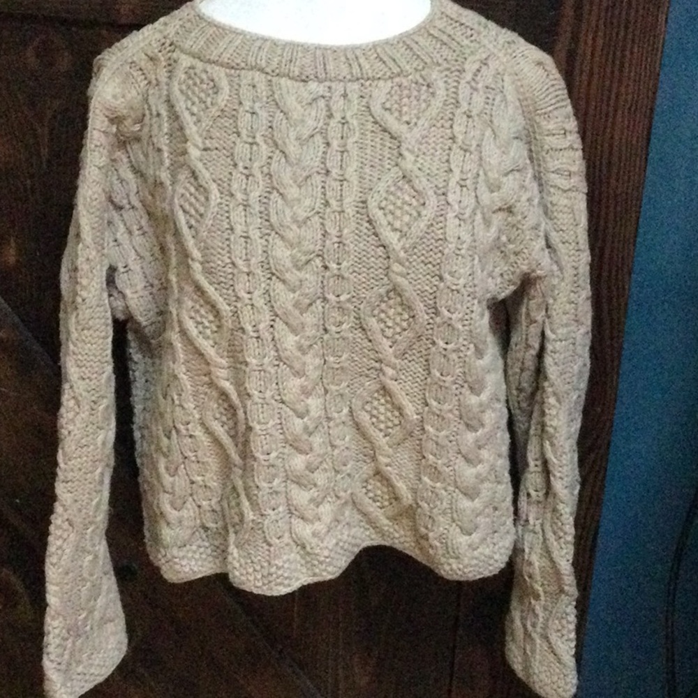Pure Cable hand knit heavy thick crop sweater